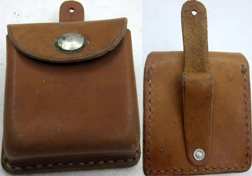 七十年代手工牛皮腰包 70年代牛皮零钱包zippo火机套 指北针皮盒