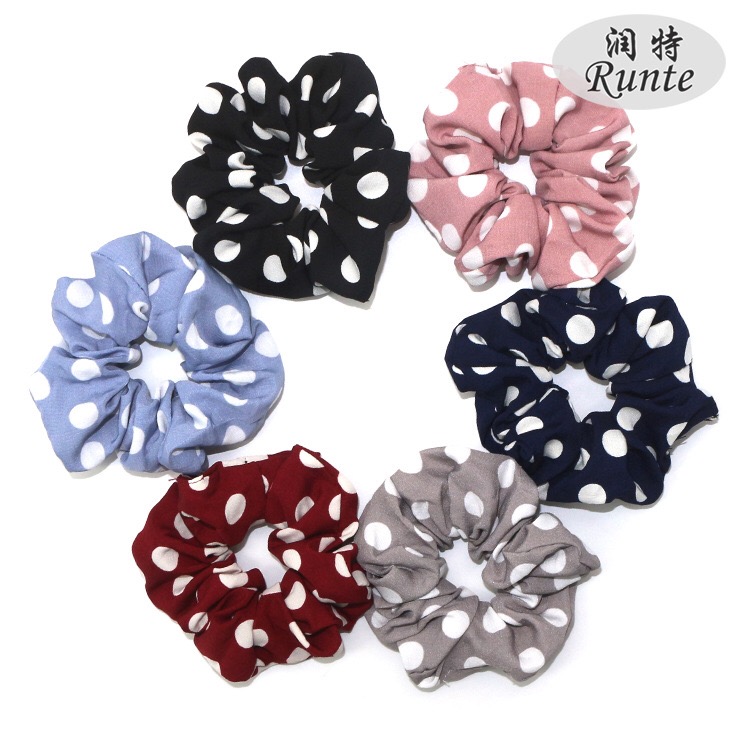 New Japanese and Korean style colorful polka dot large intestine circle hair band female European and American ponytail headwear