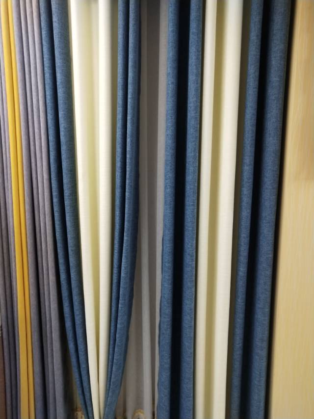 Linen sunshade, solid color splicing, multi-color options available for fashionable living room and bedroom curtains