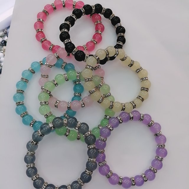 Custom-made glass bead and diamond mixed batch bracelets for women, including foreign trade accessories details Picture