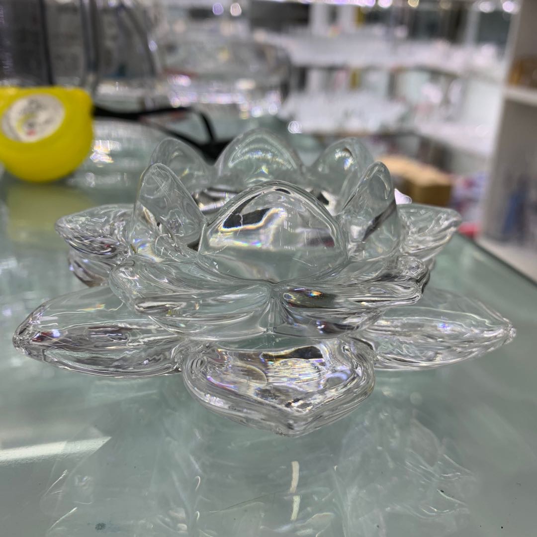 Lotus candlestick glass bowl, tawny, clear and heat-resistant bowl, soup bowl, salad bowl, dessert microwave bowl thumbnail