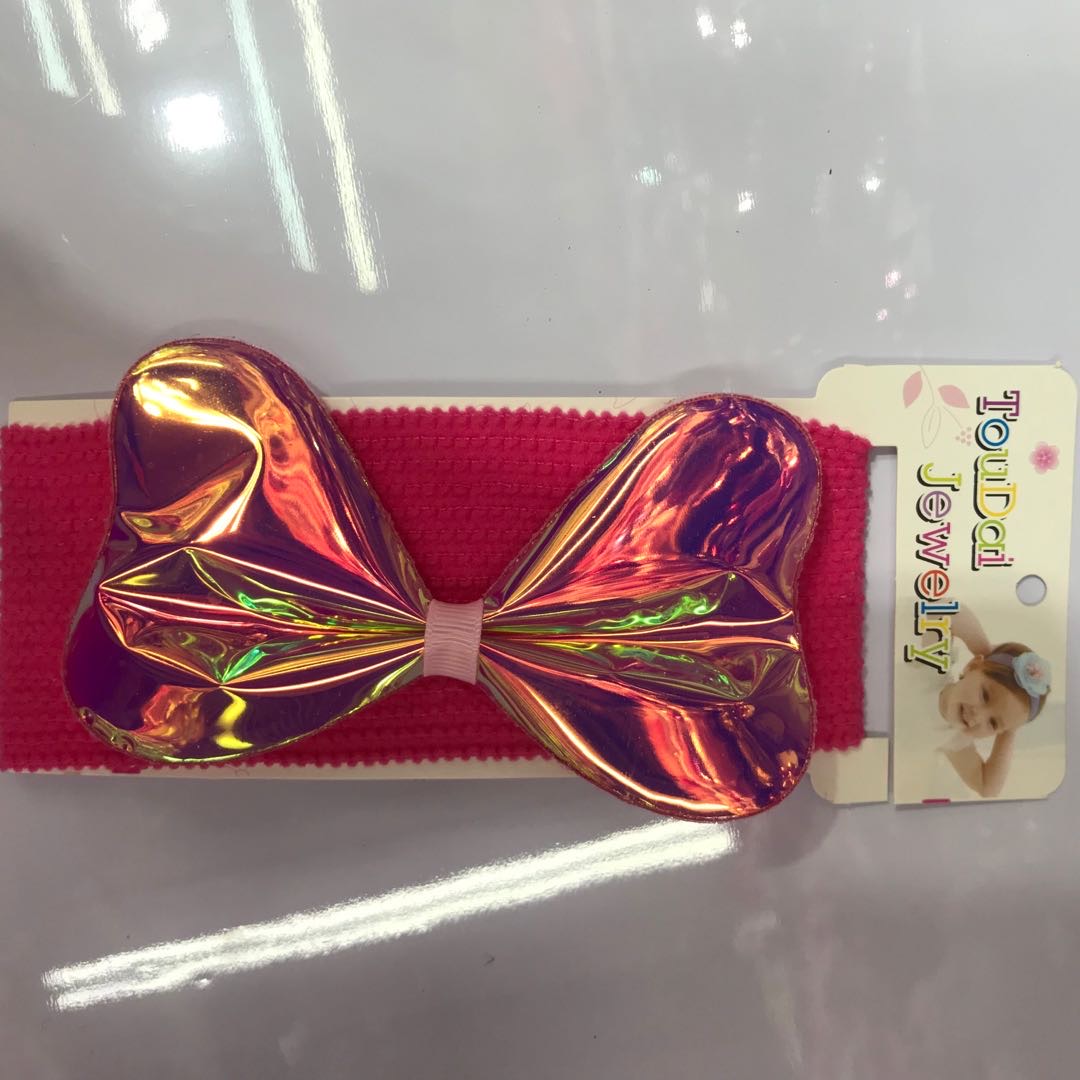 Children's headband, infant and toddler hair band, PE shiny leather bow, children's hair tie accessory Specification image