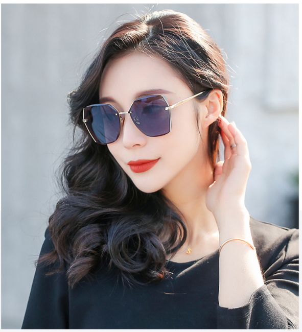 新品时尚墨镜大框方框太阳镜偏光镜韩版网红潮人高档彩色女士款3745图