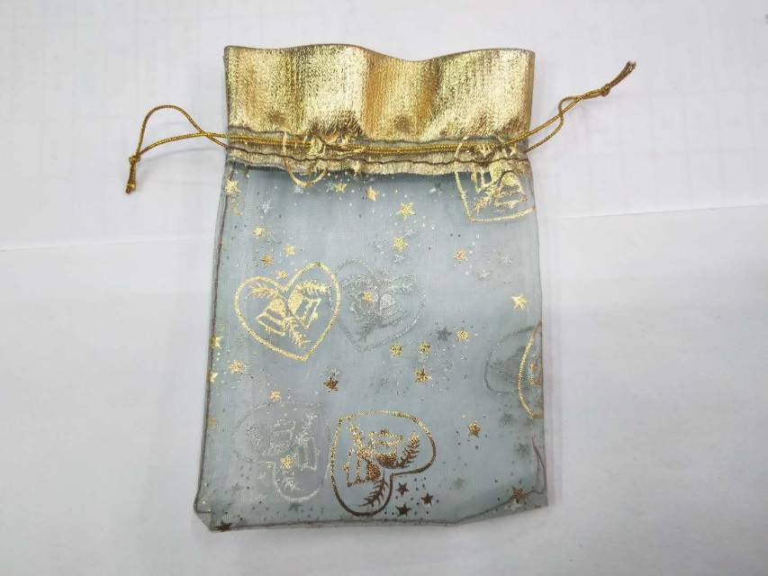 高档精致纱布烫金包装袋礼品袋糖果袋喜糖袋收口袋细节图