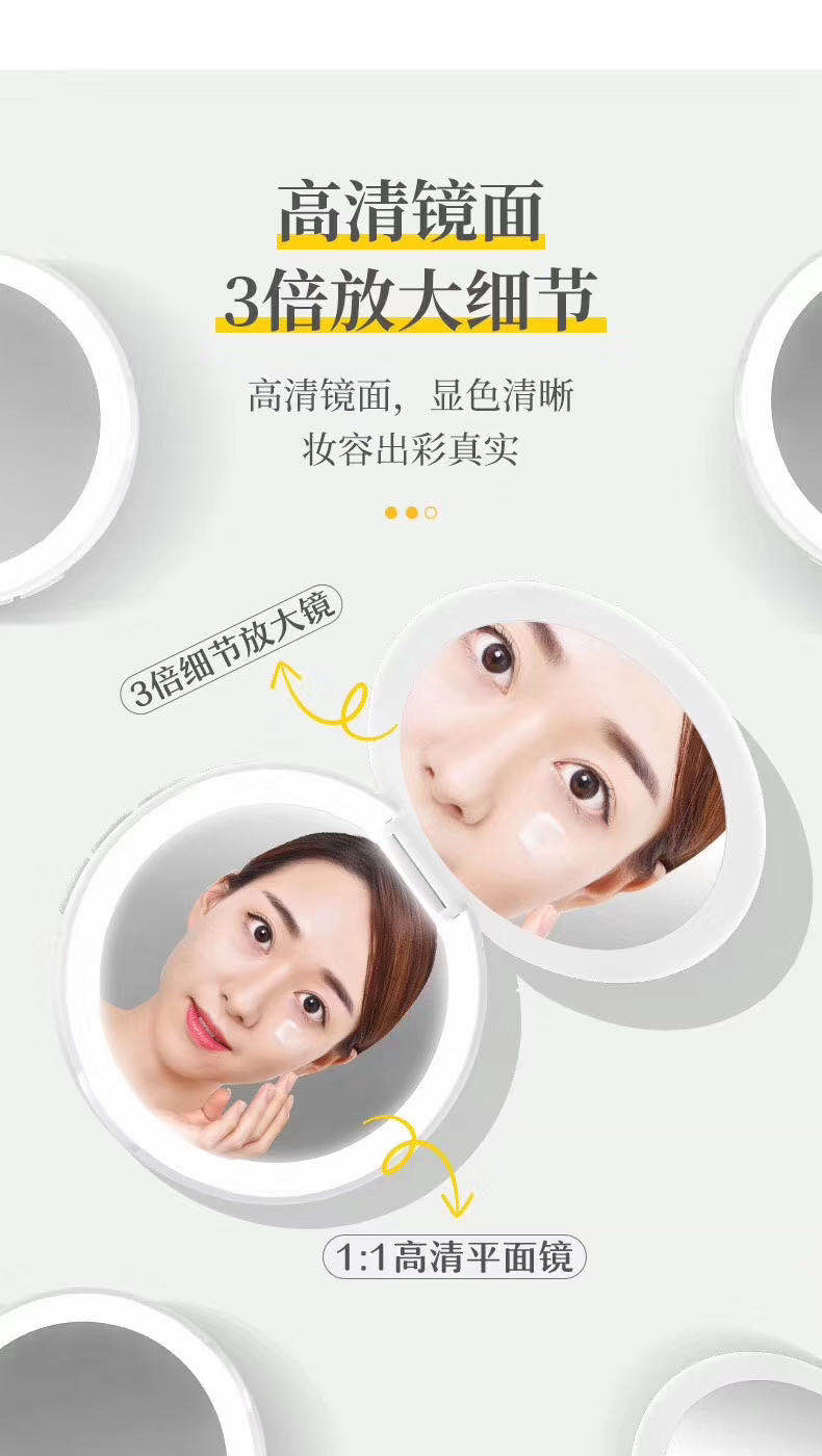 Handheld mirror charging, portable led fill light mirror with light, makeup touch-up mirror, mini folding for women details Picture