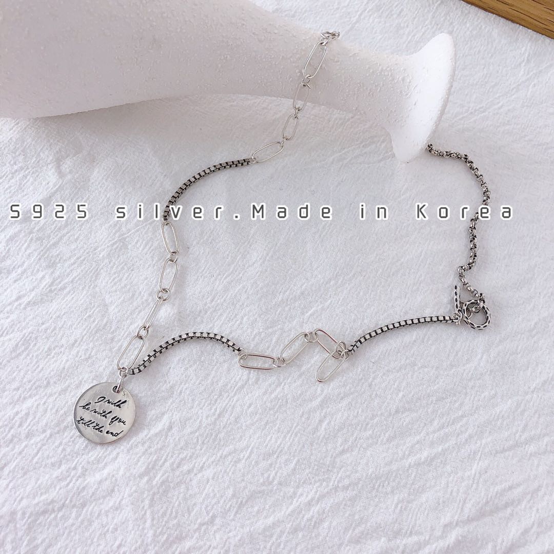 Fashionable minimalist pendant necklace, collarbone chain, Korean version pure silver, high-end, individual, elegant and versatile accessory details Picture