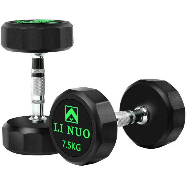 Linuo Gym dumbbells for men, 12-corner rubber-coated dumbbells, commercial fitness equipment, professional fixed dumbbells details Picture