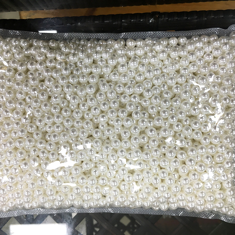 We supply ABS imitation pearl beige pure white perforated pearl jewelry, clothing accessories, and straight-hole pearl parts without holes details Picture