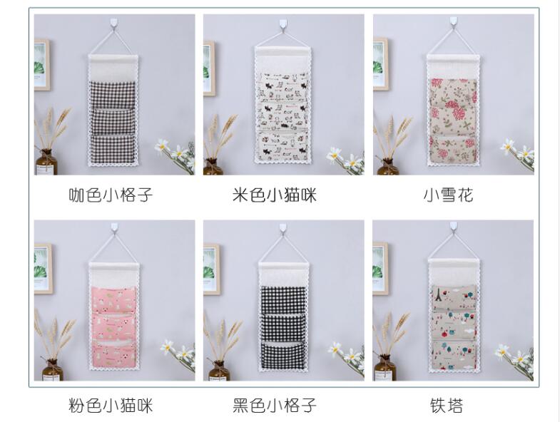 Cotton And Linen Small 3 Bags Home Cotton And Linen Storage Bag Cloth Behind The Door Sundry Storage Bag Student Dormitory Storage Hanging Bag Can Be Customized