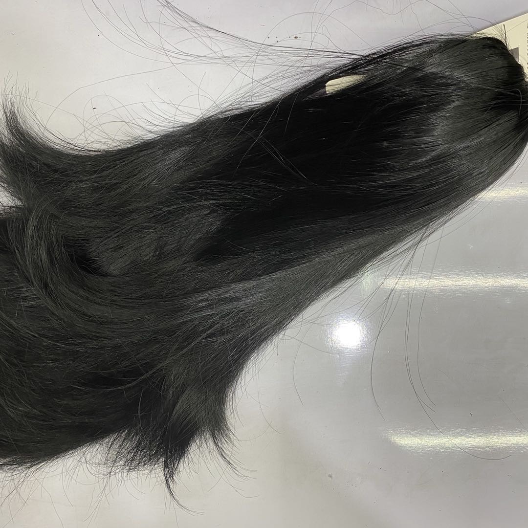 热销经典爆款简约气质黑色化纤长发直发马尾假发