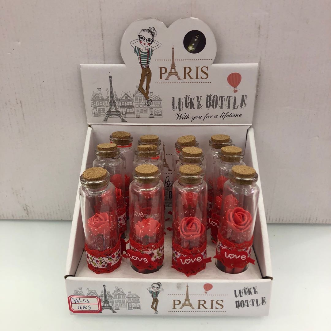 红色玫瑰中号漂流瓶许愿瓶旅游纪念品玩具