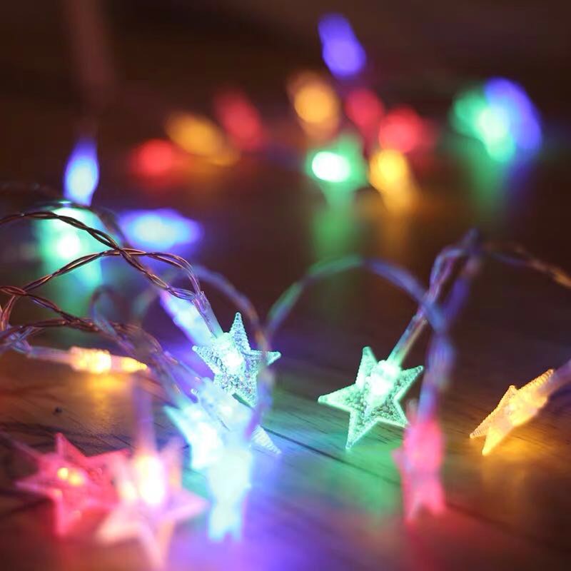 全民塑料灯饰彩灯led星星灯小彩灯闪灯串灯网红卧室阳台房间窗帘装饰品布置五角星细节图