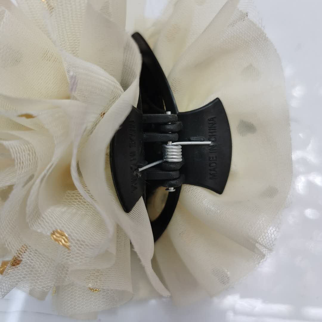 韩版时尚女士热销新款布艺头饰欧根纱爱心发夹细节图