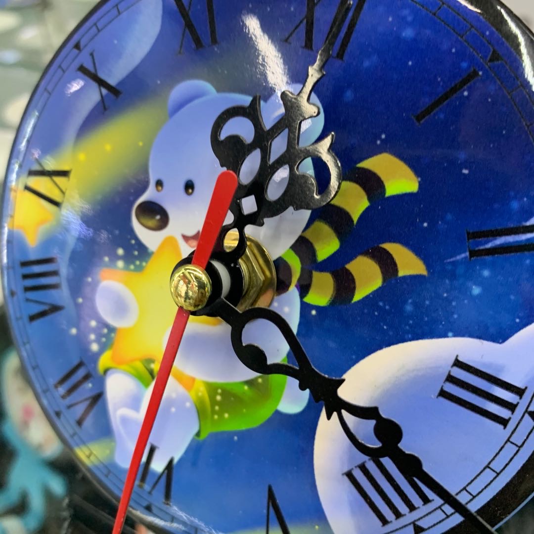 两层玻璃紫色圆盘闹钟可定制图片细节图