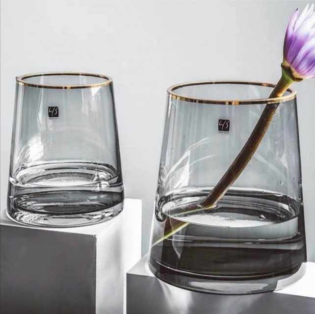 Ins-style Nordic minimalist hand-painted large-mouth glass vases, creative indoor flower arrangement ornaments, factory direct sales and wholesale Specification image