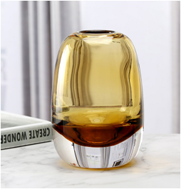 厂家新款人工吹制 色料玻璃花瓶简约现代玻璃花瓶透明插花瓶北欧美式客厅餐桌轻奢家居装饰品摆件 批发细节图