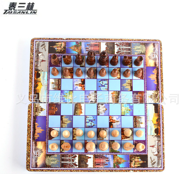 维比国际象棋风景图案国际象棋折叠棋盘专用棋盘图