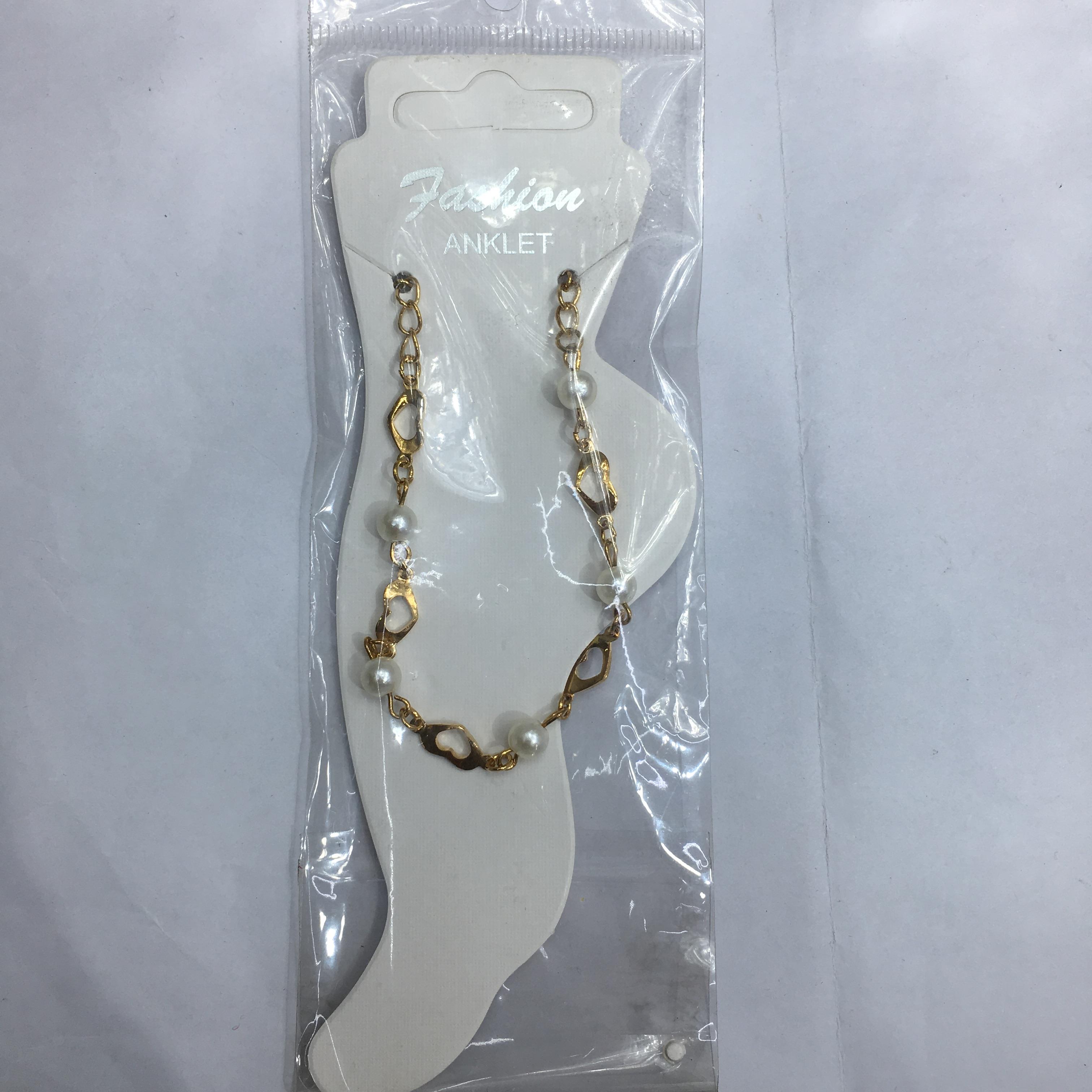 日韩可爱镂空爱心珍珠女款脚链沙滩饰品