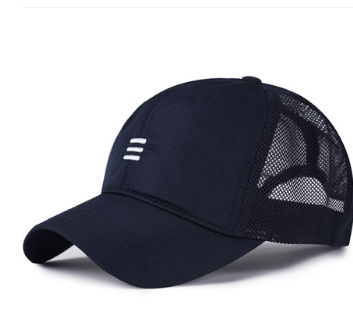 Navy Blue White Three-Bar Thin Breathable Large Size Sun Hat Outdoor Casual Mesh Hat