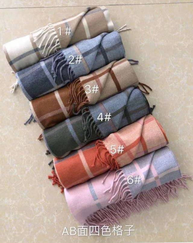 仿羊绒ab两面格子围巾经典时尚爆款围巾