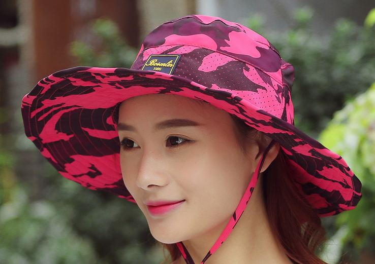 Rose Red Sun Hat Men's And Women's Beach Outing Fisherman Hat Foldable Large Brim Hat Specification drawing