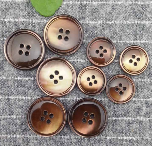 Resin button environmentally friendly four eyes wide edge fine edge uniform button thumbnail