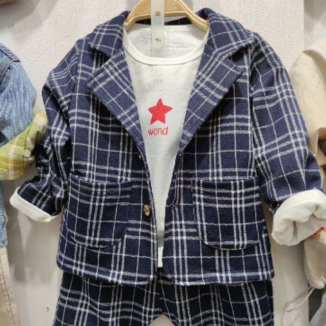 儿童西装套装男童中小童帅气小孩西服外套春秋