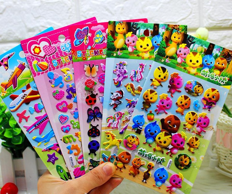 Yiwu Good Goods New Cute Animal Cartoon Change Three-Dimensional Diy Diary Album Decorative Sticker Bubble Specification drawing