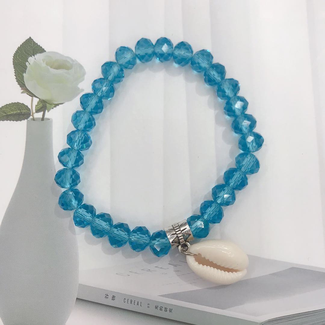 Fashionable new natural shell blue crystal bracelet, versatile for both men and women, couple and student jewelry Specification image