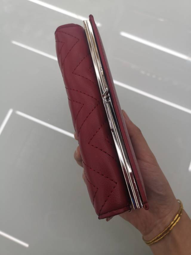 Moda simple estilo largo exterior clip para mujer snap billetera details Picture