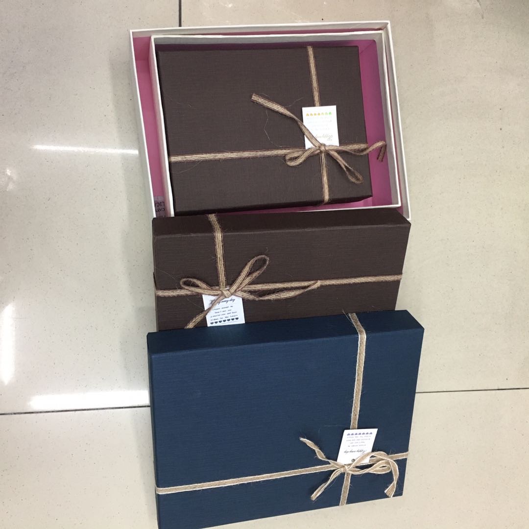 13315麻烦绳复古风三件套套礼品包装盒创意鲜花礼品盒包装盒