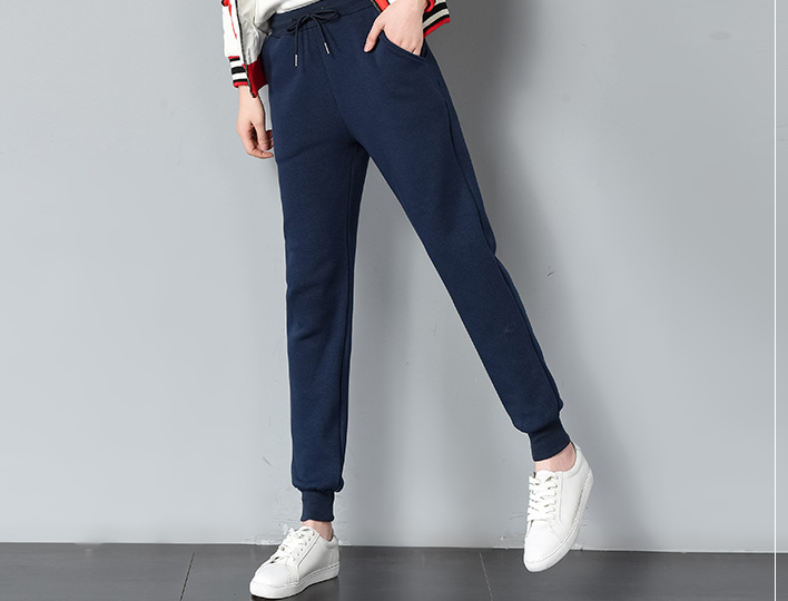 Pure cotton sportswear pants for women, loose and tight-fitting 9-inch casual pants