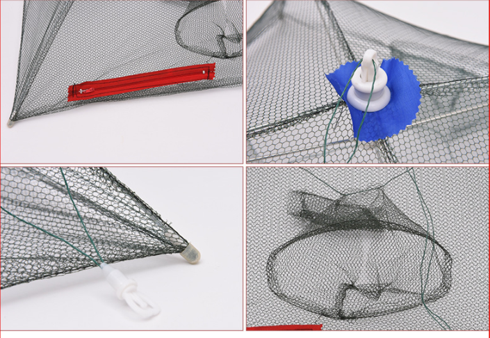 快速收放搬网封闭虾网方形六边形渔网细节图