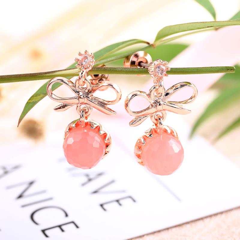 Original bow earrings, resin with diamonds, copper, real gold and silver needles, elegant stud earrings, Korean-style earrings Specification image