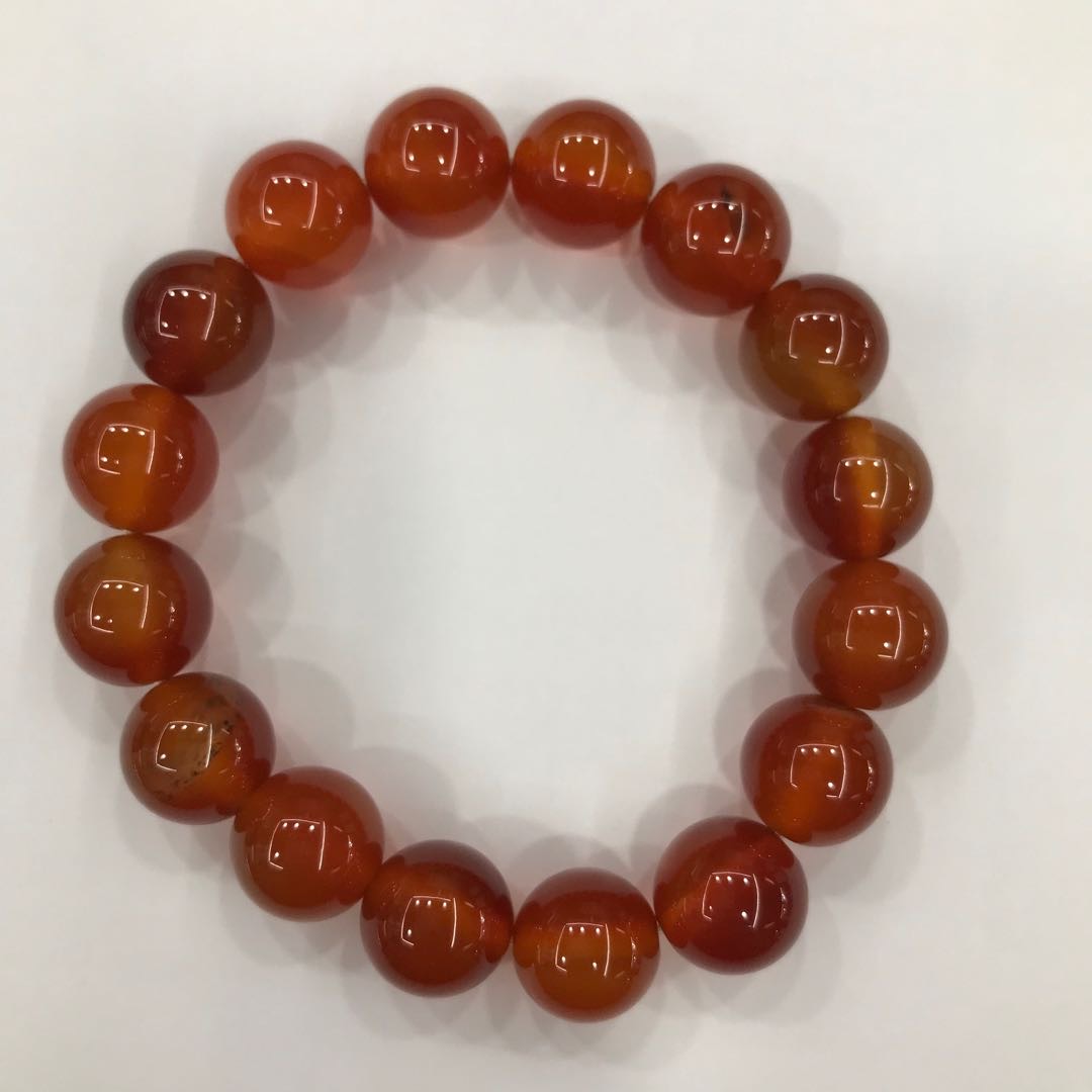 南红手串玛瑙手链天然云南佛珠柿子红满肉男女士款