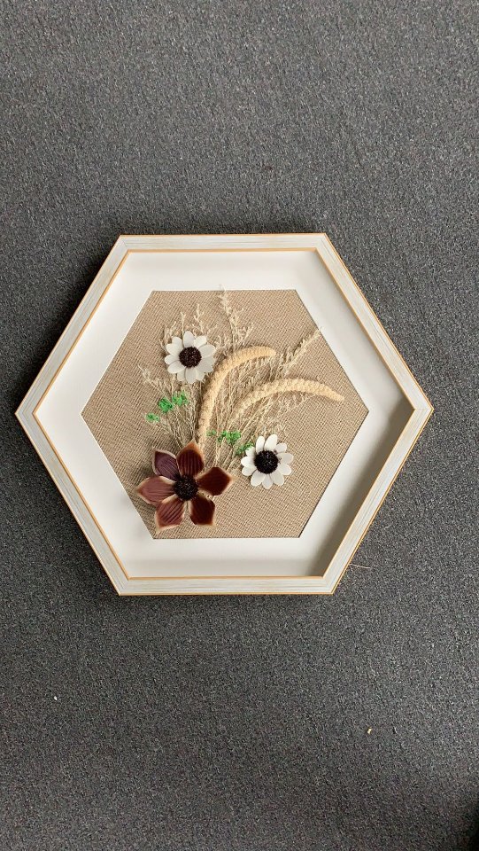Xu Jia Process ~ Hexagon Dried Flower Painting Three-Dimensional Real Living Room And Dining Room Aisle Decorative Painting Hanging Painting