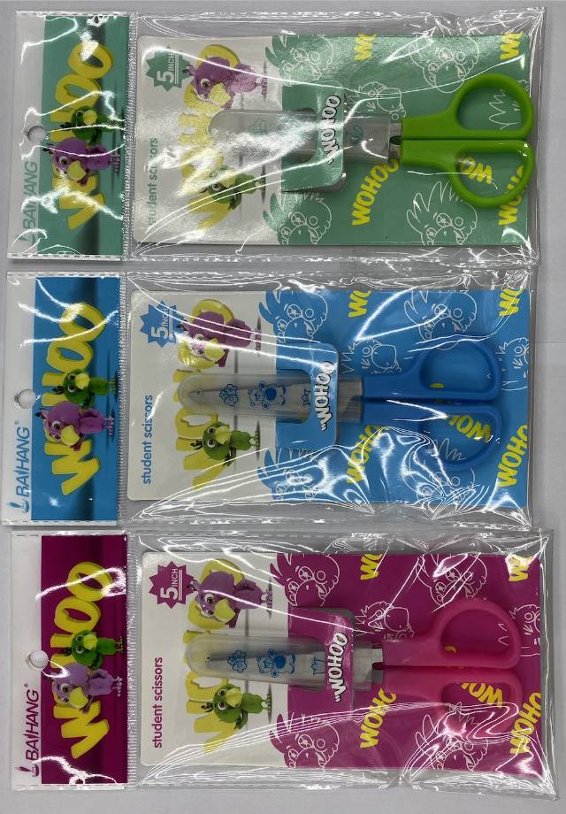 Baihang Stationery Student Protection cover Scissors, children's Scissors, spring Scissors, box set, discounted set details Picture