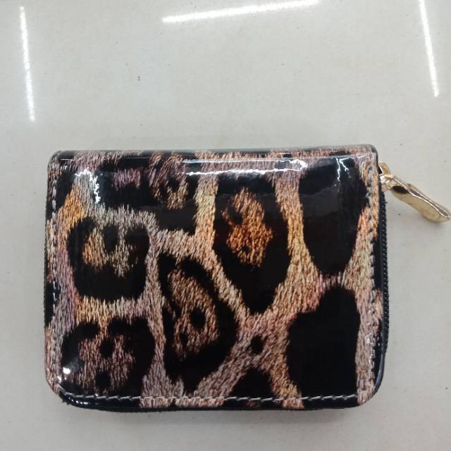 女士反光豹纹零钱包小包包1103