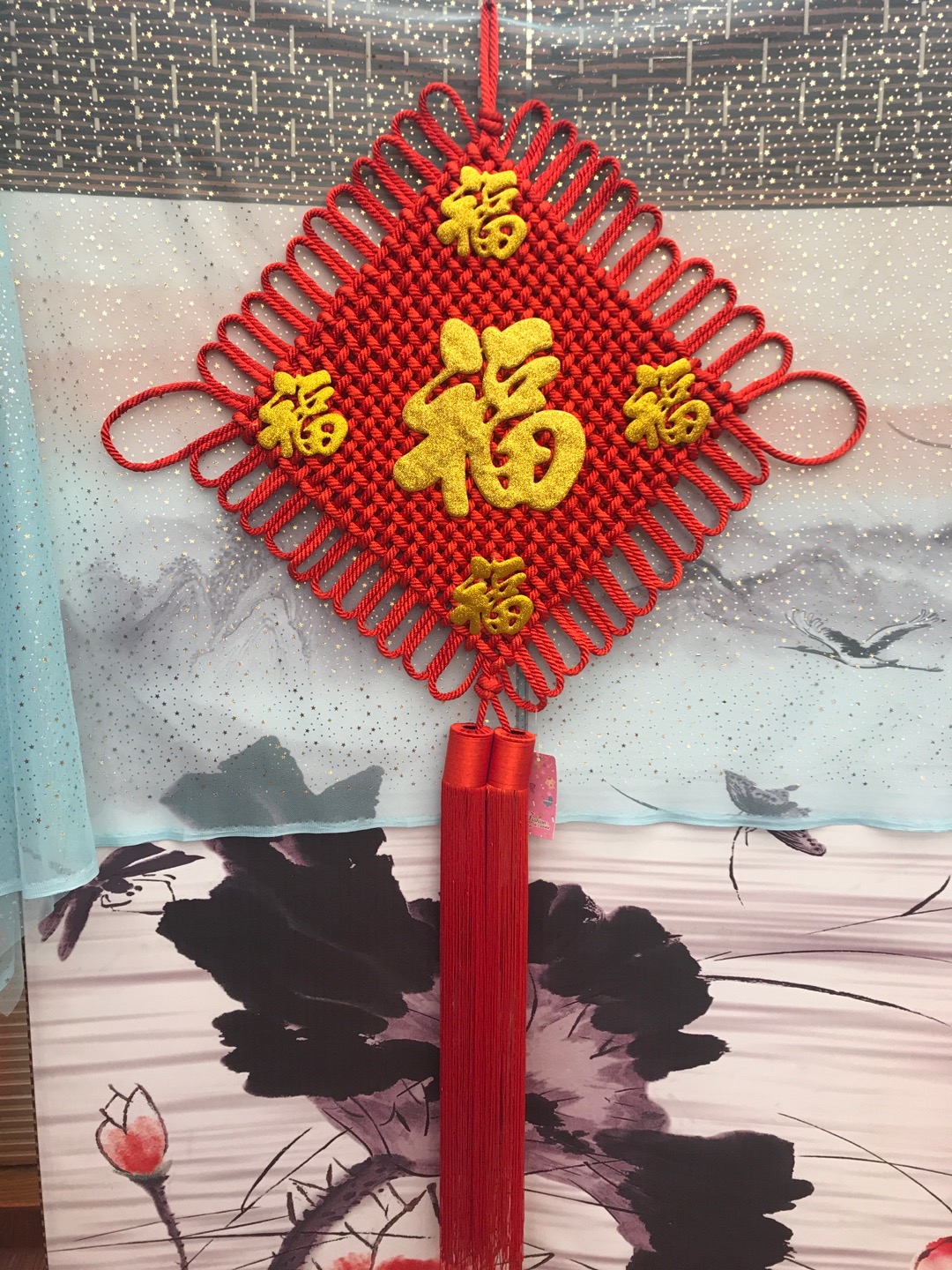 Flower thread Chinese Festival pure hand-woven gold powder Five Blessings Festive wedding and festival supplies for moving into a new home