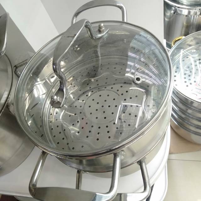 26CM thick steamer, household stainless steel color silver steamer, multi-layered large size for steaming buns and steamed buns details Picture