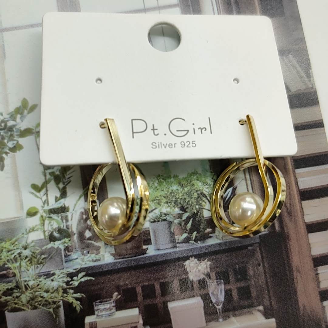 Temperamental hot S925 silver simple joker round earrings pearl joker exquisite earrings earrings thumbnail