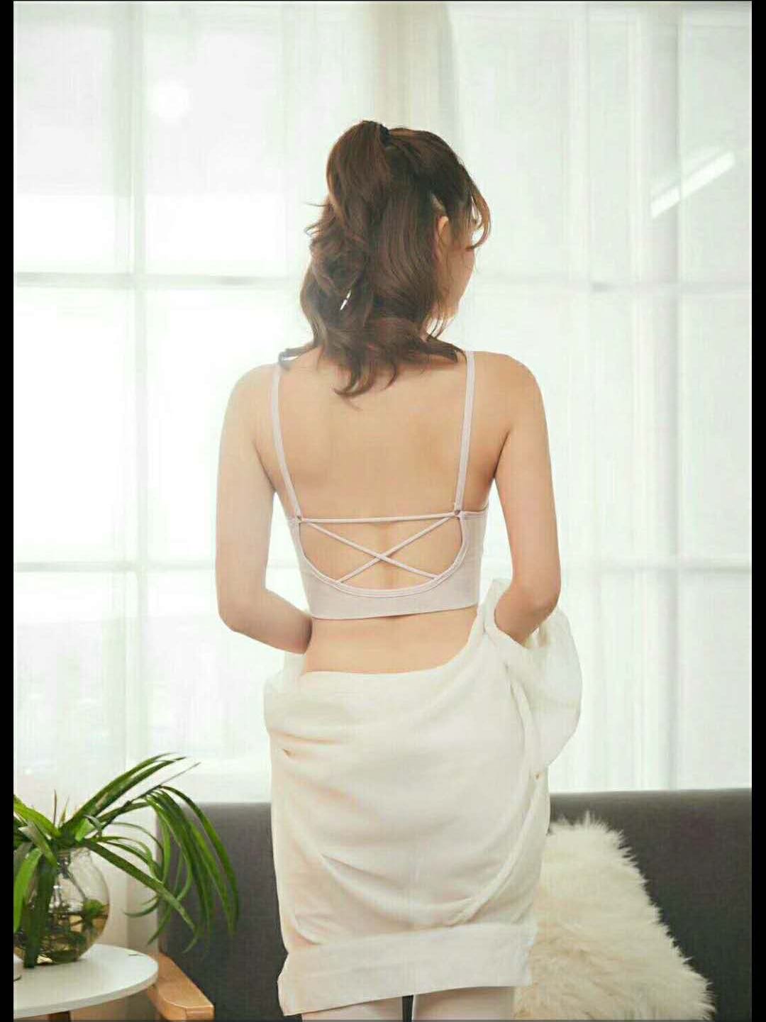 女士U型美背细肩带蚕丝美背文胸内衣细节图