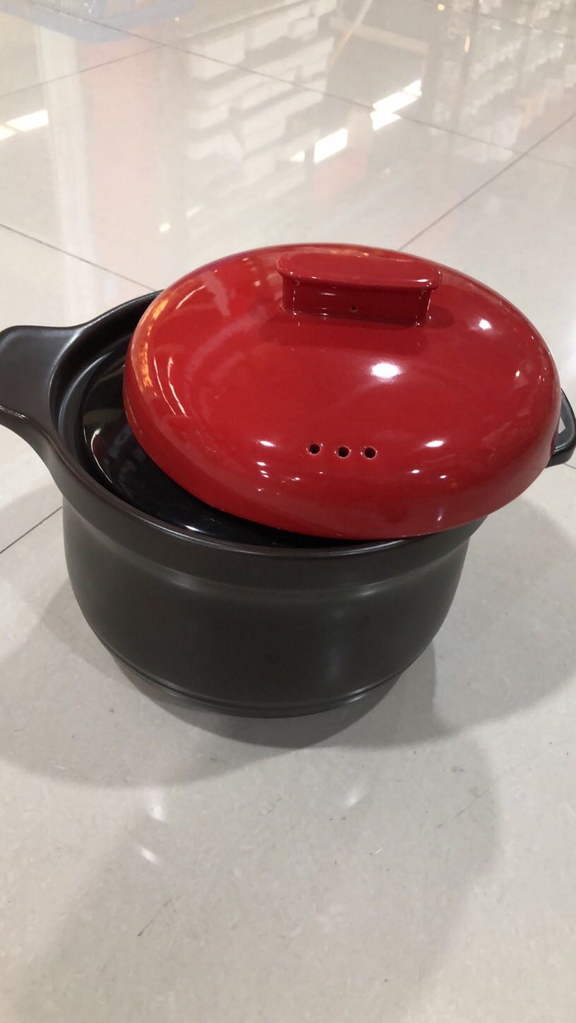 The 4L colored glazed pottery clay pot is durable for making soup Specification image