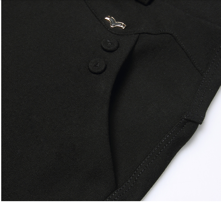 Large-sized, high-waisted, elastic nine-inch black skinny pants are fashionable details Picture