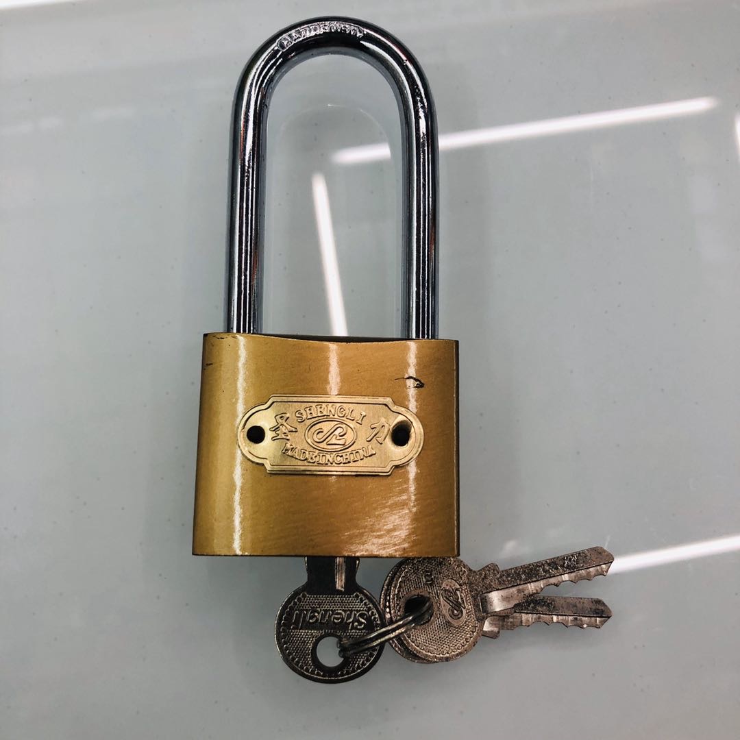 Wholesale of 38# imitation copper long beam padlock, watch box cabinet lock, small lock head and warehouse lock