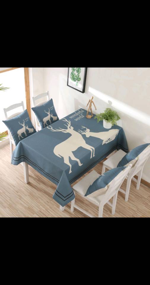 北欧鹿加厚棉麻布艺桌布家用餐桌布电视柜茶几布圆桌餐垫来图定制