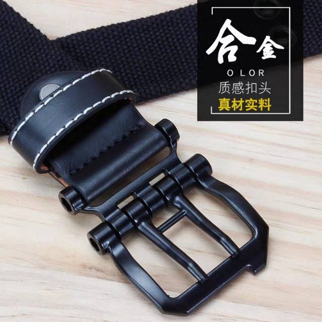 Belt Male Canvas Needle Buckle Belt Male Student Youth Lengthened Belt Male Korean Version Of All Simple With Hipster Personality Flow details Picture