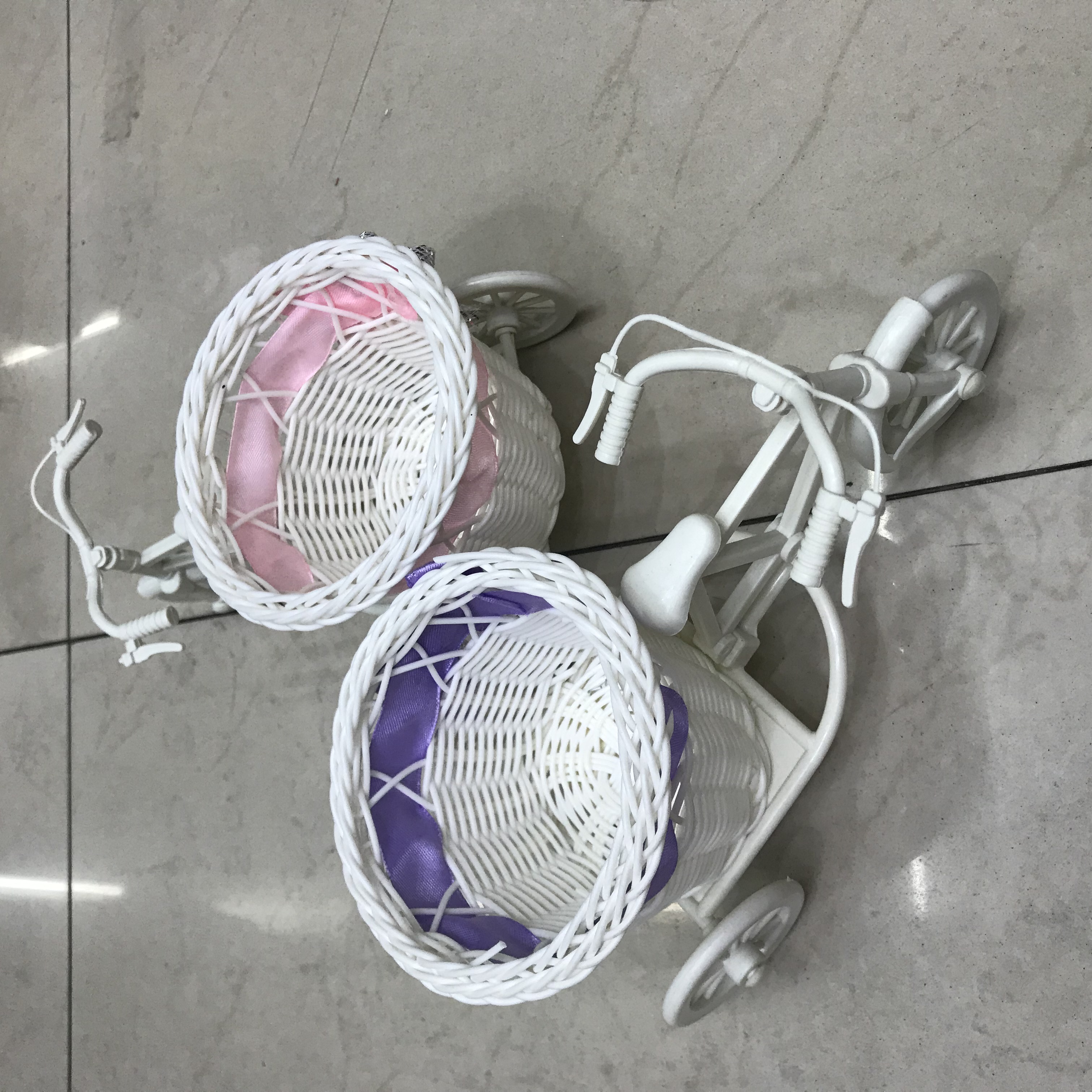 塑料编织花架花篮自行车花架精致迷你自行车花篮花车装饰花装饰品