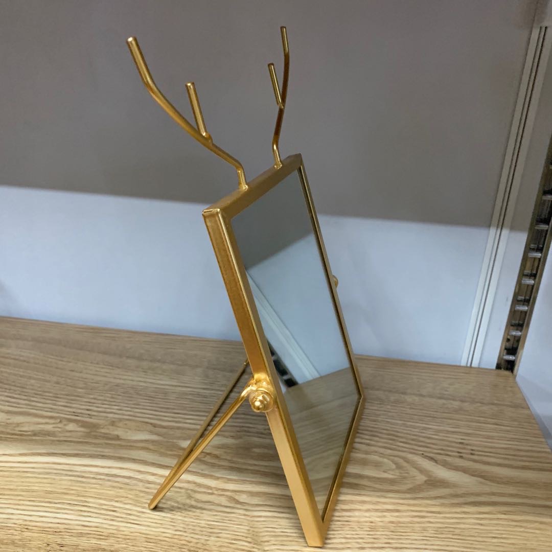 北欧风鹿角金属镜子简约镜子化妆镜