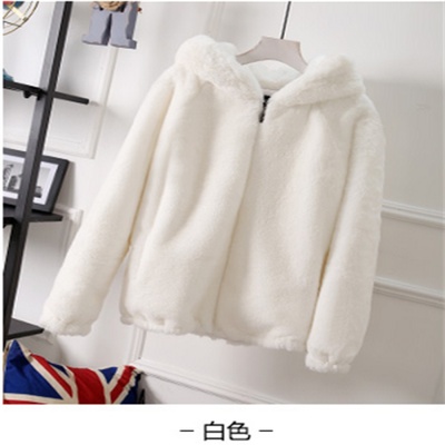 Women's Fashion Trend Warm Winter Hooded Short Faux Fur Coat